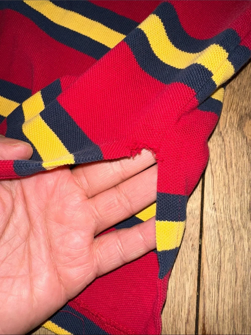 Ralph Lauren Red Polo with Navy and Yellow Stripes
